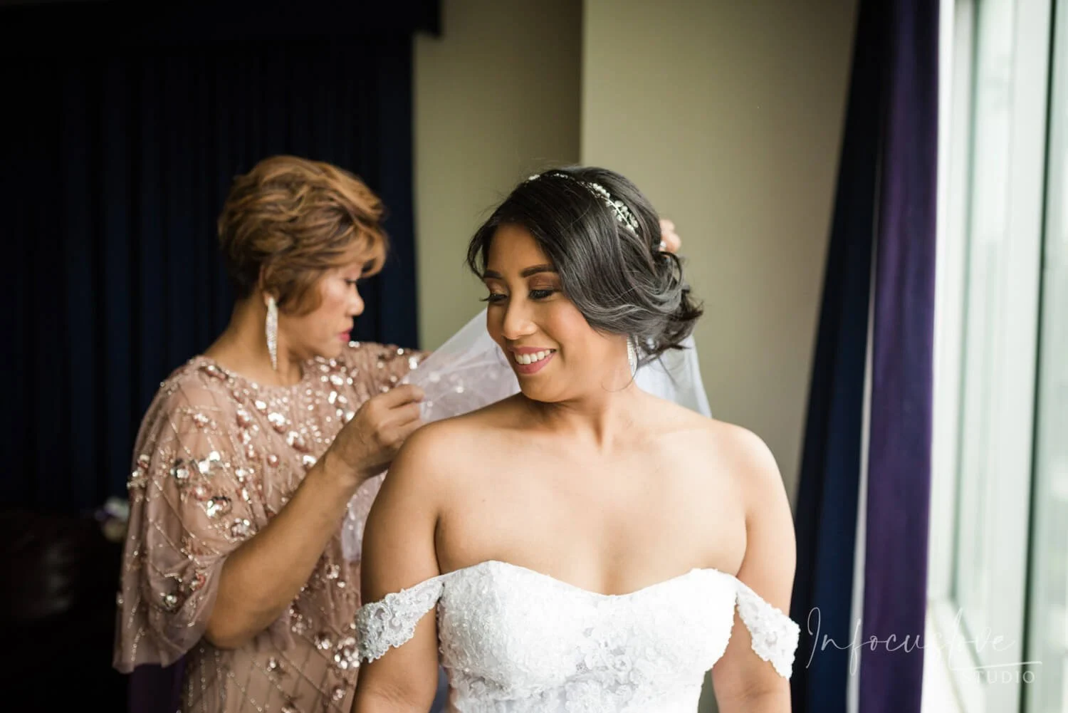 A bride sharing a moment with a loved one